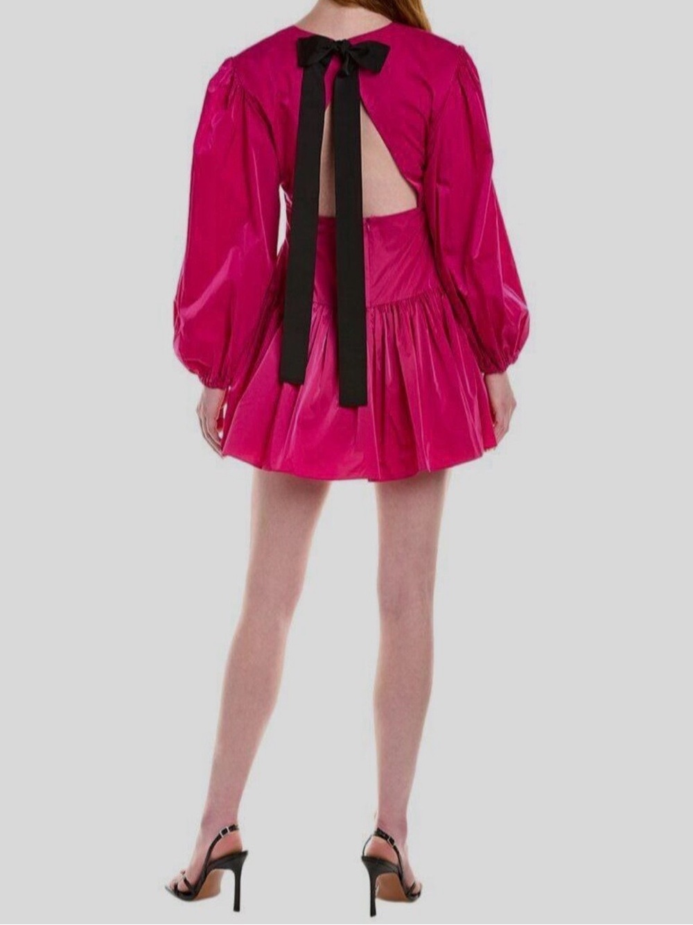 Zac Posen Puff-Sleeve Open Tie-Back Mini Dress